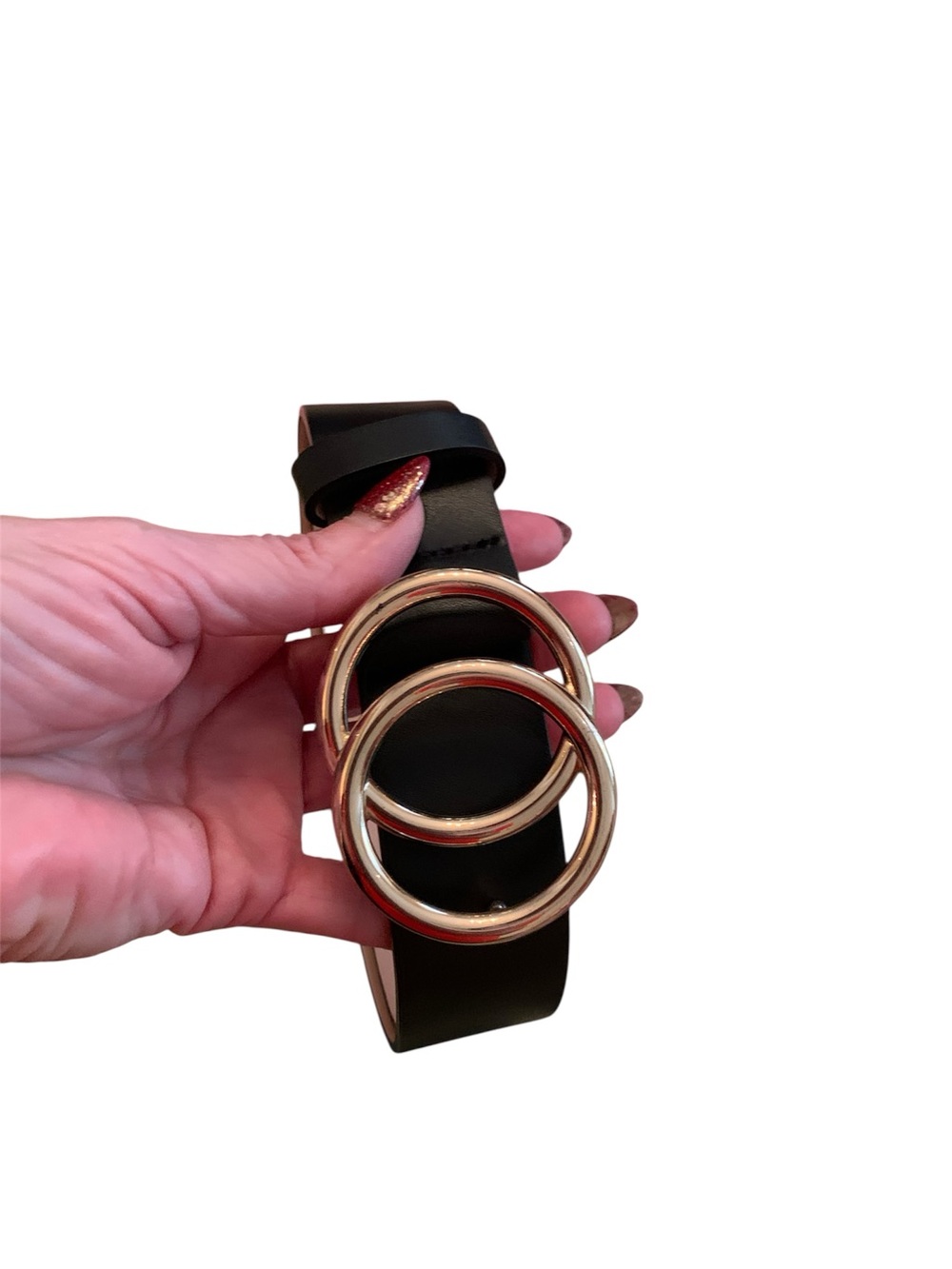 ❤️H&M❤️FAUX SHINY LEATHER BELT. ROUND BRASS BUCKLE. NWOT! EXCELLENT CONDITION!